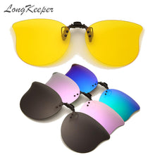 Load image into Gallery viewer, LongKeeper Large Polarized Clip On Sunglasses Yellow Night Vision Glasses Mirror Driving Flip Up Lens Eyewear Accessories