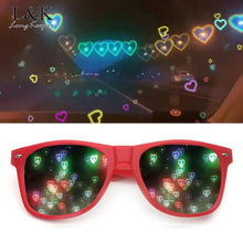 Load image into Gallery viewer, LongKeeper Love Glasses Special Effect Rectangle Shaped Glasses Watch The Lights Change Heart Shape Night Colorful Party Supply