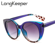Load image into Gallery viewer, LongKeeper  Cat Eye Sunglasses Women 2023 Oversized Gradient Glasses Retro Blue Leopard Shades lunette de soleil femme