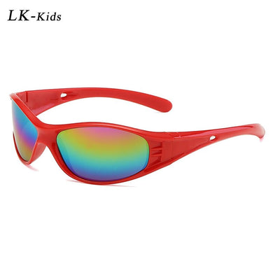 LongKeeper Oval Sunglasses Kids Cute UV Protection Red Black Glasses For Boys Girls Trend Sport Eyewear Oculos De Sol