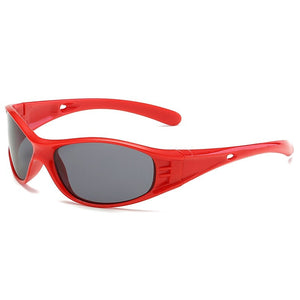 LongKeeper Oval Sunglasses Kids Cute UV Protection Red Black Glasses For Boys Girls Trend Sport Eyewear Oculos De Sol