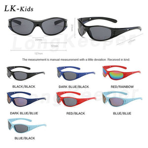 LongKeeper Oval Sunglasses Kids Cute UV Protection Red Black Glasses For Boys Girls Trend Sport Eyewear Oculos De Sol