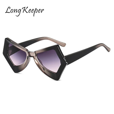 LongKeeper Oversized Cat Eye Sunglasses Women Irregular Cat Eye Cool Men Women Large Frame Retro Orange Sun Glasses Vintage Uv
