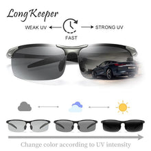 Load image into Gallery viewer, LongKeeper Photochromic Sunglasses Men Polarized Day Night DrivingGlasses Goggles Anti-Glare Semi-Rimless Chameleon Gafas de sol