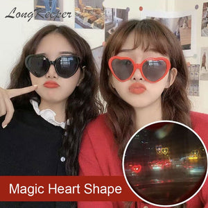 LongKeeper Popular Love Heart Shape Sunglasses Women Men Change Love Heart Lens Colorful Sun Glasses Night Eyewear UV400
