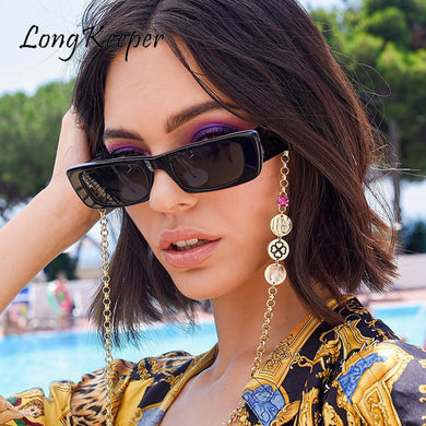 LongKeeper Rectangle Sunglasses Women Brand Designer Retro Square Sun Glasses Vintage Eyewear Driving Shades Oculos Feminino UV