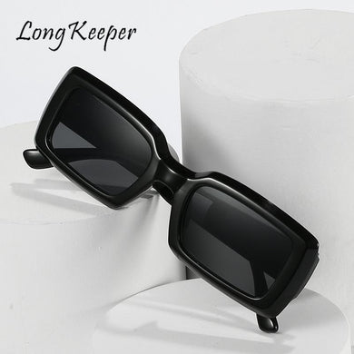 LongKeeper Small Rectangle Sunglasses Women Vintage Small Frame Color Eyewear Shades Uv Men Square Purple Sun Glasses Ladies