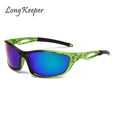 LongKeeper Sport Polarized Sunglasses Men Mirror Square Sun Glasses Driving Shades Male Retro Vintage Sunglasses UV400 Oculos