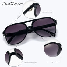 Load image into Gallery viewer, LongKeeper Vintage 70s Pilot Sunglasses Women/Men Classic Big Square Driving Goggle Black Yellow Lens Oculos De Sol Hombre