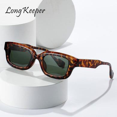 LongKeeper Women Cute Vintage Shiny Rectangle UV Sunglasses Outdoor Lady Girls Sweet Glasses UV Protection Classic Men Glasses