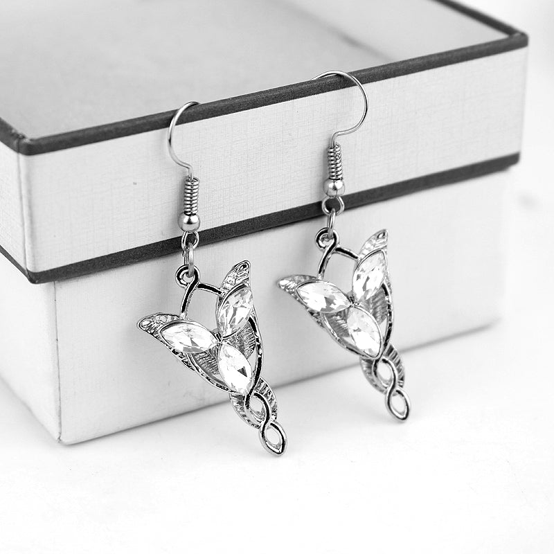 Lord Rings Hobbit Arwen Evenstar Earring Vintage The Elves Princess Earring Crystal Silver Alloy Hook Gift for Women gift