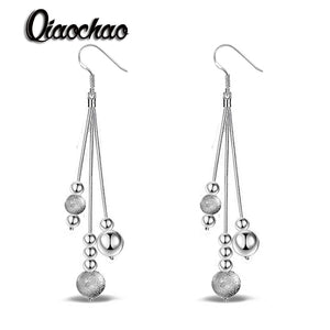 Lose money Long bead silver Drop earrings ball Fashion chic gift for girl friend Valentine's D Fine jewelry 925 E14