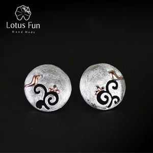 Genuine 925 Sterling Silver Jewelry Creative Handmade Fine Jewelry Vintage Trees Birds Stud Earrings for Women Brincos