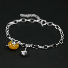 Load image into Gallery viewer, Real 925 Sterling Silver Bracelets for Women Amber Fine Jewelry Teapot &amp; Cup Charm Pendant Link Chain Bracelets Bangle