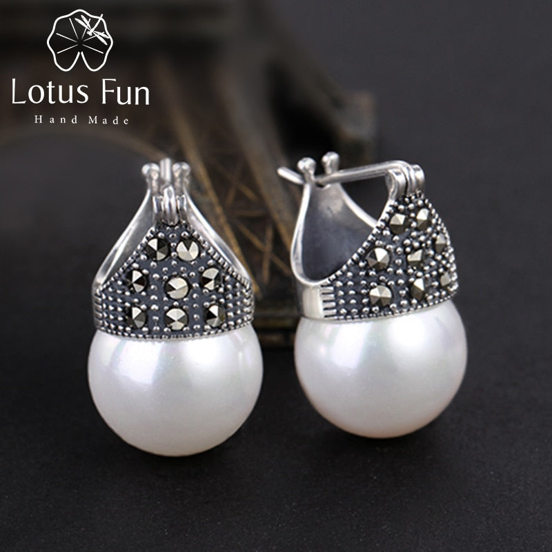 Real 925 Sterling Silver Earrings Natural Handmade Designer Fine Jewelry Vintage Fashion Drop Earrings for Women
