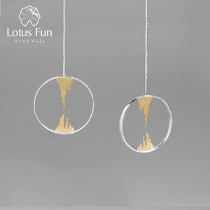 Real 925 Sterling Silver Handmade Creative Designer Fine Jewelry Zen Buddhism Dangle Earrings for Women