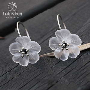 Real 925 Sterling Silver Handmade Natural Designer Fine Jewelry Flower in the Rain Fashion Drop Earrings for Women