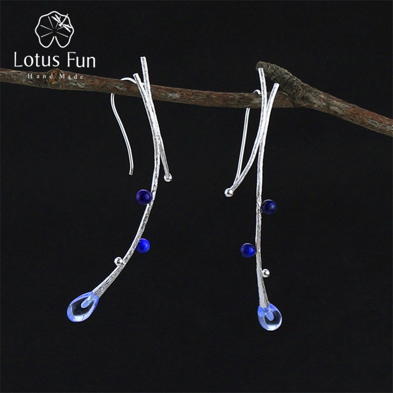 Real 925 Sterling Silver Natural Creative Handmade Fine Jewelry Ethnic Tree Branch Dangle Earrings for Women Brincos