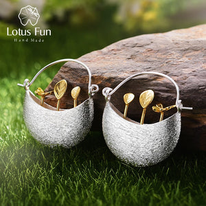 Real 925 Sterling Silver Natural Creative Handmade Fine Jewelry My Little Garden Drop Earrings for Women Brincos