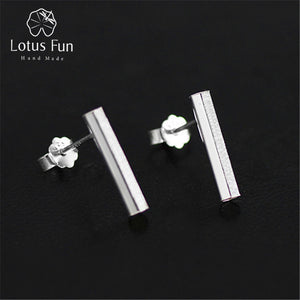 Real 925 Sterling Silver Natural Creative Handmade Fine Jewelry Simple Hexagonal Prism Stud Earrings for Women Brincos