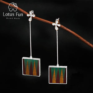 Real 925 Sterling Silver Natural Creative Handmade Fine Jewelry The City of Gaudi Drop Earrings for Women Brincos