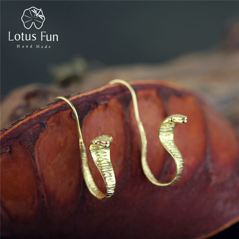 Real 925 Sterling Silver Natural Creative Handmade Fine Jewelry Vintage Snakes Drop Earrings for Women Brincos