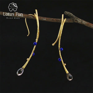Real 925 Sterling Silver Natural Creative Handmade Fine Jewelry Vintage Tree Branch Drop Earrings for Women Brincos