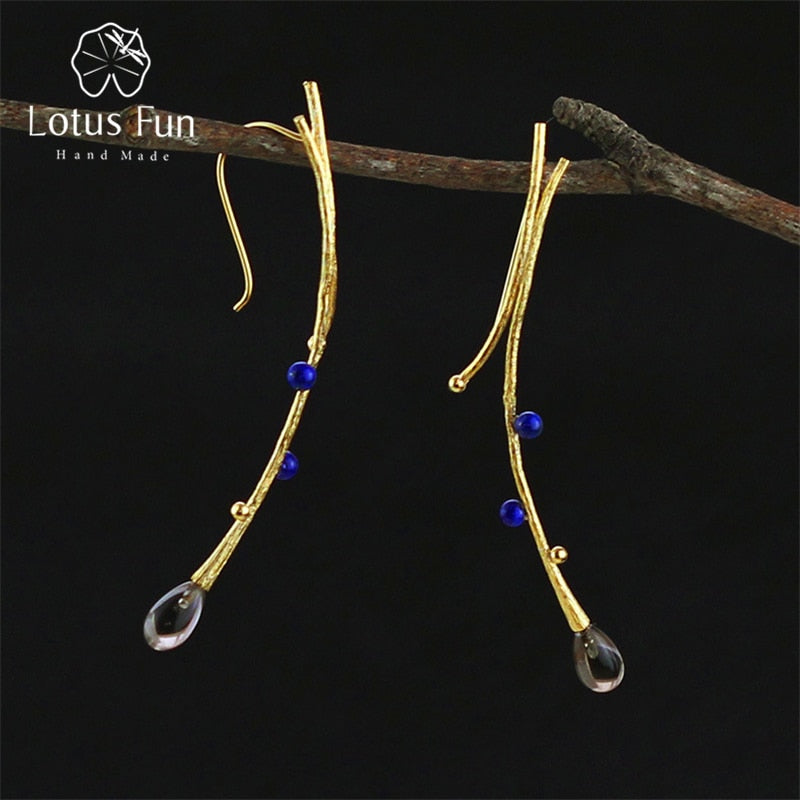 Real 925 Sterling Silver Natural Creative Handmade Fine Jewelry Vintage Tree Branch Drop Earrings for Women Brincos