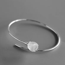 Load image into Gallery viewer, Real 925 Sterling Silver Natural Crystal Handmade Designer Fine Jewelry Fresh Bell Orchid Flower Bangle for Women