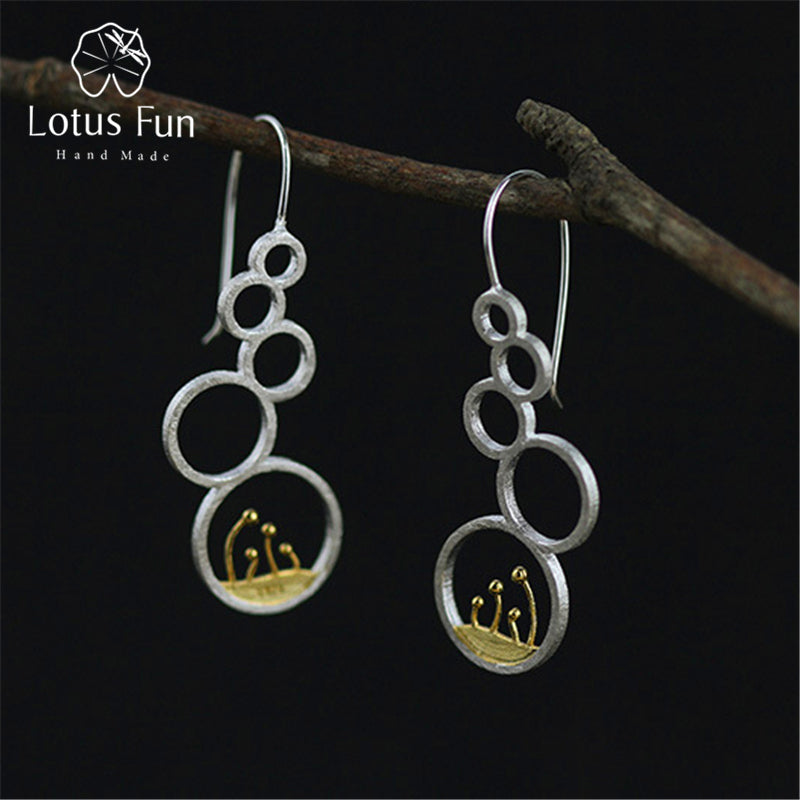 Real 925 Sterling Silver Natural Original Handmade Fine Jewelry Elegant Flower Bird Dangle Earrings for Women Brincos