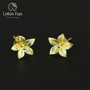 Real 925 Sterling Silver Natural Original Handmade Fine Jewelry Fresh Flower Fashion Stud Earrings for Women Brincos