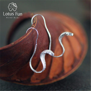 Real 925 Sterling Silver Natural Original Handmade Fine Jewelry Snakes Fashion Drop Earrings for Women Brincos