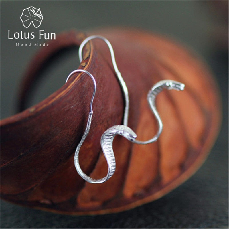 Real 925 Sterling Silver Natural Original Handmade Fine Jewelry Snakes Fashion Drop Earrings for Women Brincos