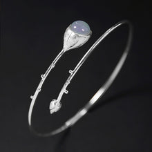 Load image into Gallery viewer, Real 925 Sterling Silver Natural Stone Handmade Designer Fine Jewelry Elegant Lotus Buds Bangles Earrings for Women