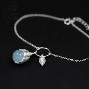 Real 925 Sterling Silver Natural Stone Handmade Designer Fine Jewelry Elegant Lotus Buds Bracelets Earrings for Women