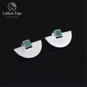 Real 925 Sterling Silver Natural Stone Handmade Fine Jewelry Luxury and Simple Fashion Stud Earrings for Women Brincos