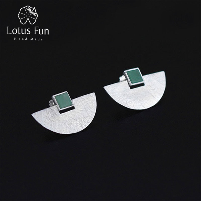 Real 925 Sterling Silver Natural Stone Handmade Fine Jewelry Luxury and Simple Fashion Stud Earrings for Women Brincos