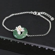 Load image into Gallery viewer, Real 925 Sterling Silver Natural Stones Creative Handmade Fine Jewelry Lotus Whispers Bracelet for Women Brincos