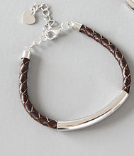 Load image into Gallery viewer, 925 sterling silver cowhide weave bracelets&amp;bangles handmade fashion round tube adjustable bracelets for women jewelry