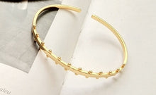 Load image into Gallery viewer, 925 sterling silver side bead open bangle gold fashion Industrial wind design original bangles for women fine jewelry