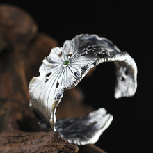 Carica l'immagine nel visualizzatore di Gallery, 990 sterling silver jade bangles handmade lotus leaves natural hetian jasper jade bangles for women charms jewelry gift