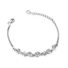 Load image into Gallery viewer, sterling 925 silver lucky 8 crystal bracelets purple white natural crystal double 8 chain bracelets for women jewelry