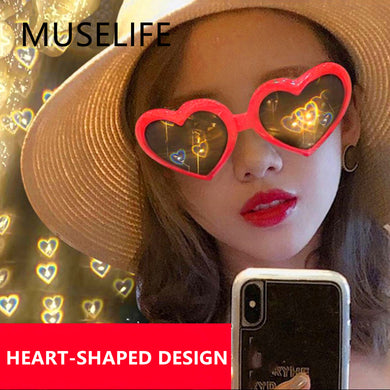 Love Heart Shaped Effects Glasses Watch The Lights Change to Heart Shape At Night Diffraction Glasses Women Sunglasses