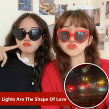 Load image into Gallery viewer, Love Heart Shaped Effects Glasses Watch The Lights Change to Heart Shape At Night Diffraction Glasses Women Sunglasses