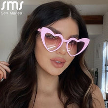 Load image into Gallery viewer, Love Heart Sunglasses Women Big Frame Personality Sunglass Cute Sexy Retro Cat Eye Vintage Sun Glasses Pink Female