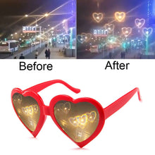 Load image into Gallery viewer, Love Heart-shaped Special Effects Glasses Watch The Lights Change to Heart Shape At Night Diffraction Glasses  Sunglasses