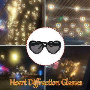 Love Heart-shaped Special Effects Glasses Watch The Lights Change to Heart Shape At Night Diffraction Glasses  Sunglasses