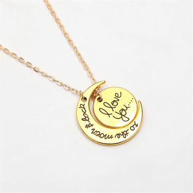 Love Necklace Round Pendants Vintage Gold Silver Plated Moon Pendant Necklaces Jewelry for Women Fashion Valentine's D Gift