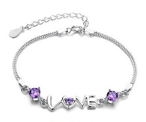 Love Style Silver Bracelet 100% Guaranteed Real Solid 925 Sterling Silver Bracelet with Cubic Zirconia