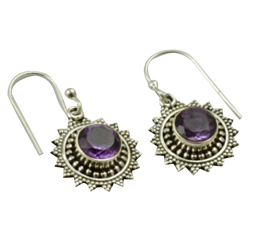 LoveGem Genuine Amethyst EARRINGS 925 Sterling Silver Jewelry, 28.6mm, AE2285